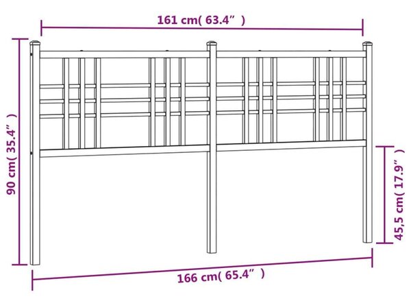 VidaXL fekete fém fejtámla 160 cm