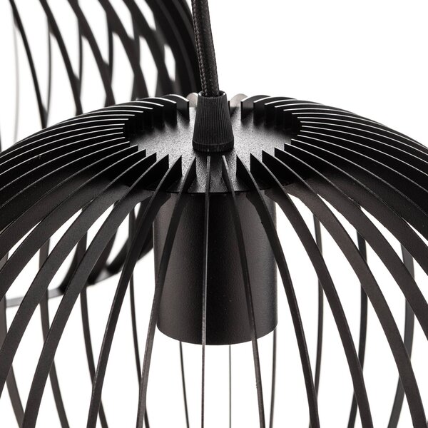 TEMAR LIGHTING Larus fekete acélból készült lógó lámpa, 2 izzós, dimmelhető, Fekete, Nappali / Étkező, fém, Modern