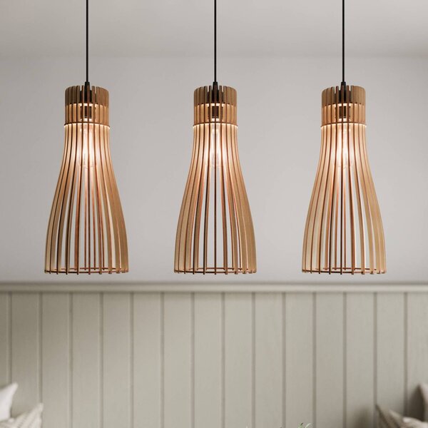 TEMAR LIGHTING Lógó világítás Bottle, 3 izzós, dimmelhető, Világos fa, Nappali / Étkező, Fa, Vidéki otthon / Rusztikus