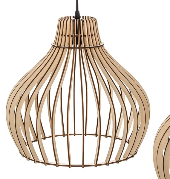 TEMAR LIGHTING Lógó világítás Barrel fa árnyékokkal, 3 izzós, hosszú, dimmelhető, Világos fa, Nappali / Étkező, Fa, Vidéki otthon / Rusztikus