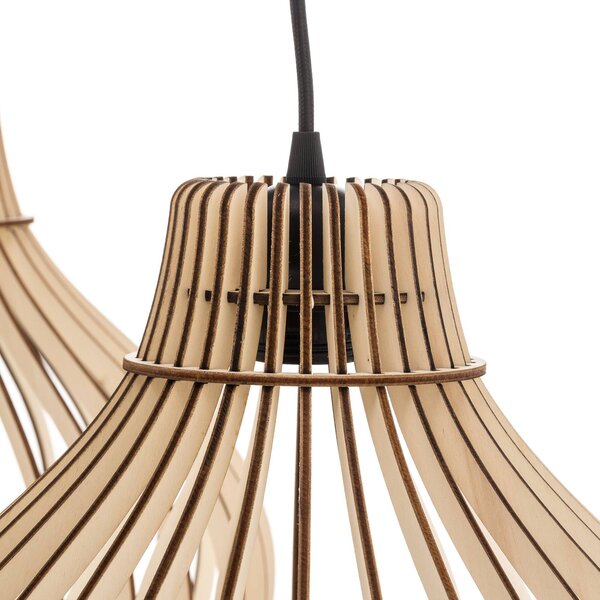 TEMAR LIGHTING Lógó világítás Barrel fa árnyékokkal, 3 izzós, hosszú, dimmelhető, Világos fa, Nappali / Étkező, Fa, Vidéki otthon / Rusztikus
