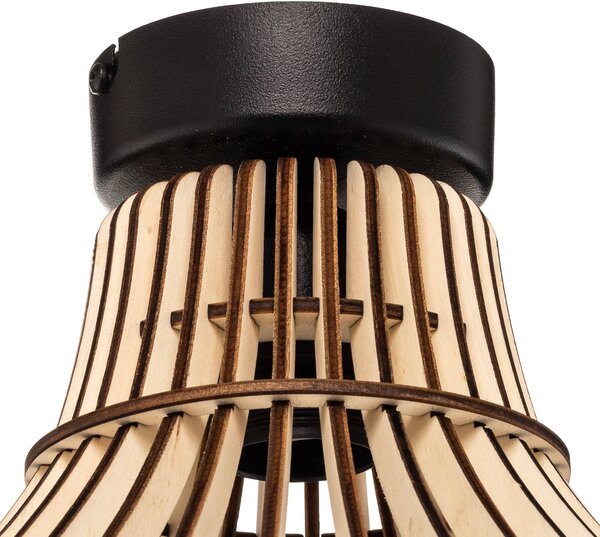 TEMAR LIGHTING Barrel mennyezeti világítás fa burával, dimmelhető, Világos fa, Nappali / Étkező, Fa, Vidéki otthon / Rusztikus