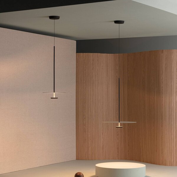 Vibia Flat LED lógó lámpa 1 izzó Ø 55 cm szürke L1, dimmelhető, Alu / szürke / cink, Nappali / Étkező, fém, Modern
