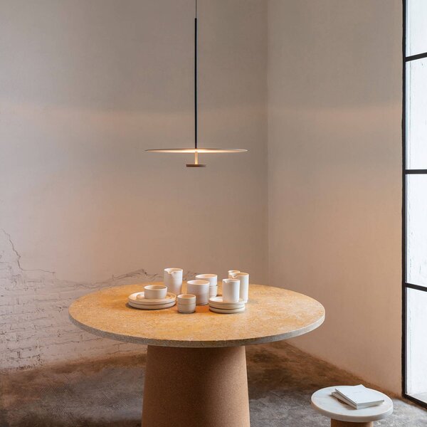 Vibia Flat LED lógó lámpa 1 izzó Ø 55 cm szürke L1, dimmelhető, Alu / szürke / cink, Nappali / Étkező, fém, Modern