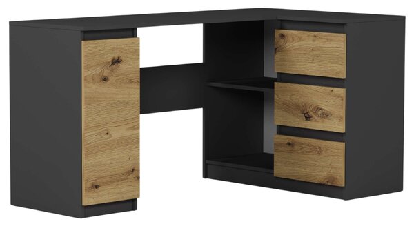 Modern sarok számítógépasztal N12 - antracit - artisan tölgy