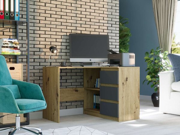 Modern sarok számítógépasztal N4 - artisan tölgy - antracit