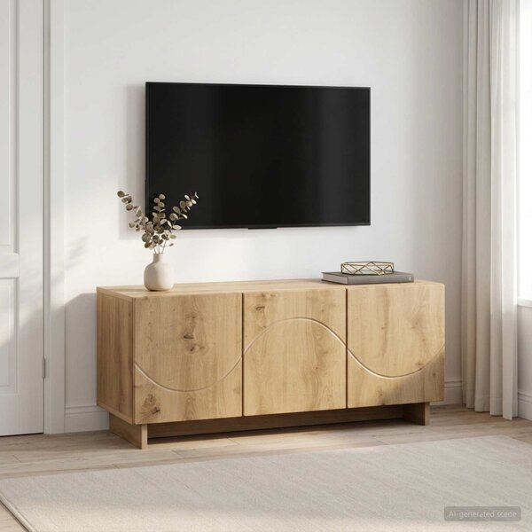TV állvány 90 x 34.5 x 40 cm Kézműves Tölgy Szerelt Fa