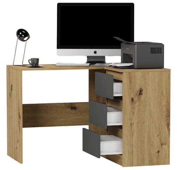 Modern sarok számítógépasztal N4 - artisan tölgy - antracit