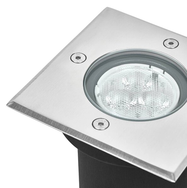 Lucande LED padlóbeépített lámpa Ava, 12 cm x cm, IP67, Alu / szürke / cink, Alumínium, Modern