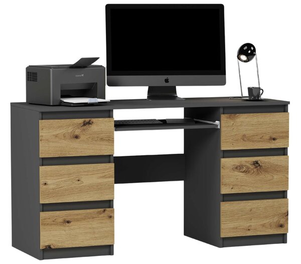 Modern számítógépasztal N32 - antracit - artisan tölgy