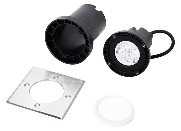 Lucande LED padlóbeépített lámpa Ava, 12 cm x cm, IP67, Alu / szürke / cink, Alumínium, Modern