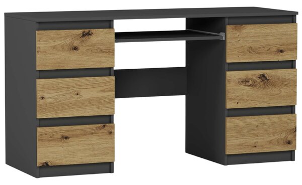 Modern számítógépasztal N32 - antracit - artisan tölgy