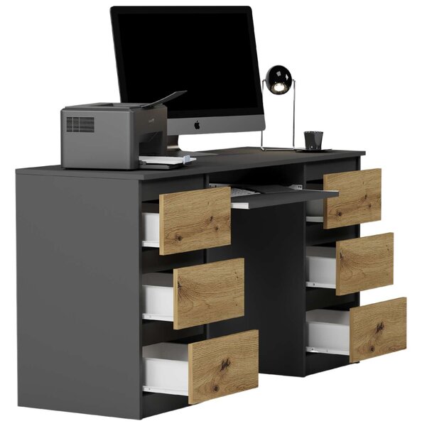 Modern számítógépasztal N32 - antracit - artisan tölgy