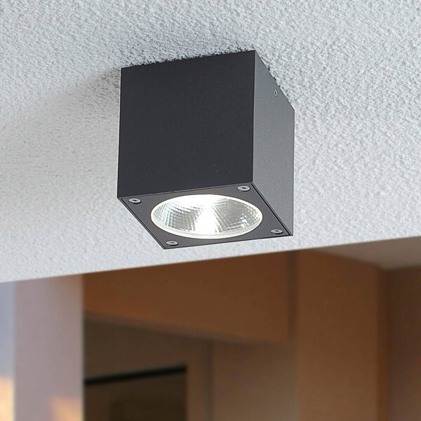 Lucande Kocka alakú LED kültéri lámpa Cordy, Fekete, Alumínium, Modern