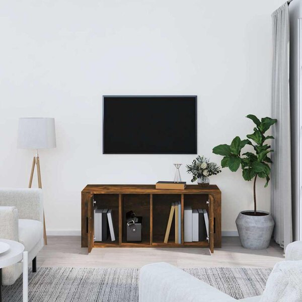 Füstös tölgy színű szerelt fa TV-szekrény 100 x 35 x 40 cm