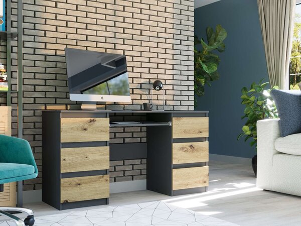 Modern számítógépasztal N32 - antracit - artisan tölgy