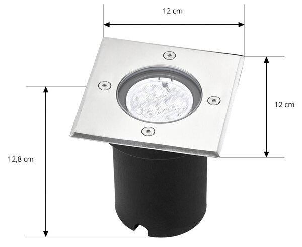 Lucande LED padlóbeépített lámpa Ava, 12 cm x cm, IP67, Alu / szürke / cink, Alumínium, Modern
