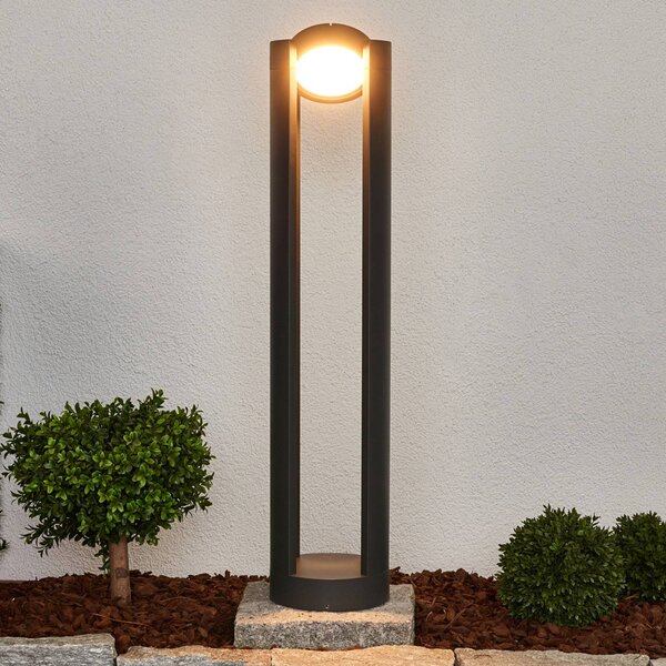 Lucande LED-es poller lámpa Dylen, szürke, fém, 80 cm, IP65, Fekete, Alumínium, Modern