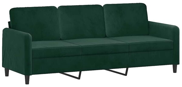3 személyes sötétszürke bársony kanapé díszpárnákkal 180 cm