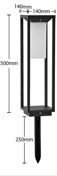 Lucande LED napelemes talapzatvilágítás Eliel, magasság 50 cm, fekete, Fekete, Alumínium, Modern