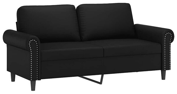 2 személyes fekete műbőr kanapé 140 cm