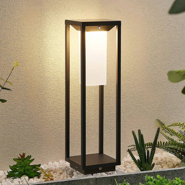 Lucande LED napelemes talapzatvilágítás Eliel, magasság 50 cm, fekete, Fekete, Alumínium, Modern