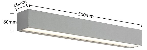 Lucande Lengo 50 cm-es ezüst színű LED kültéri fali lámpa, felfelé/lefelé, Alu / szürke / cink, Alumínium, Modern