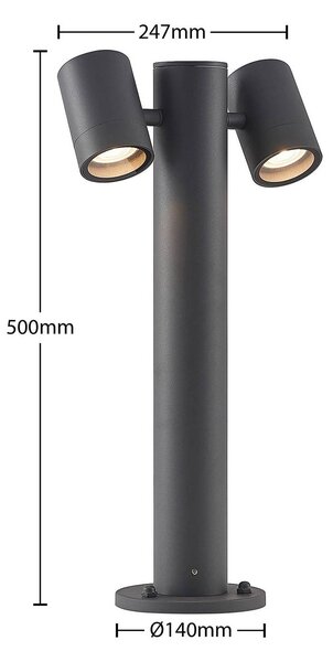 Lucande Maloney állólámpa, 50 cm, antracit, IP54, dimmelhető, Fekete, Alumínium, Modern