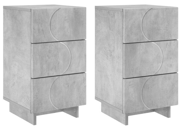 Éjjeliszekrény 2 db Betonszürke 33,5 x 34,5 x 60 cm Szerelt Fa