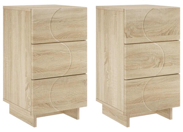 Éjjeliszekrény 2 db Sonoma tölgy 33,5 x 34,5 x 60 cm Szerelt Fa