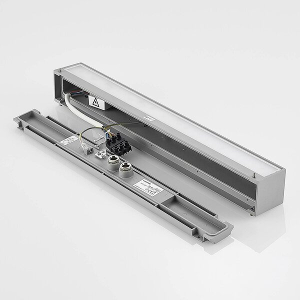 Lucande Lengo 50 cm-es ezüst színű LED kültéri fali lámpa, felfelé/lefelé, Alu / szürke / cink, Alumínium, Modern