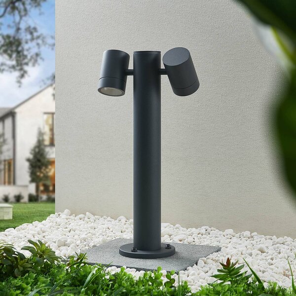 Lucande Maloney állólámpa, 50 cm, antracit, IP54, dimmelhető, Fekete, Alumínium, Modern