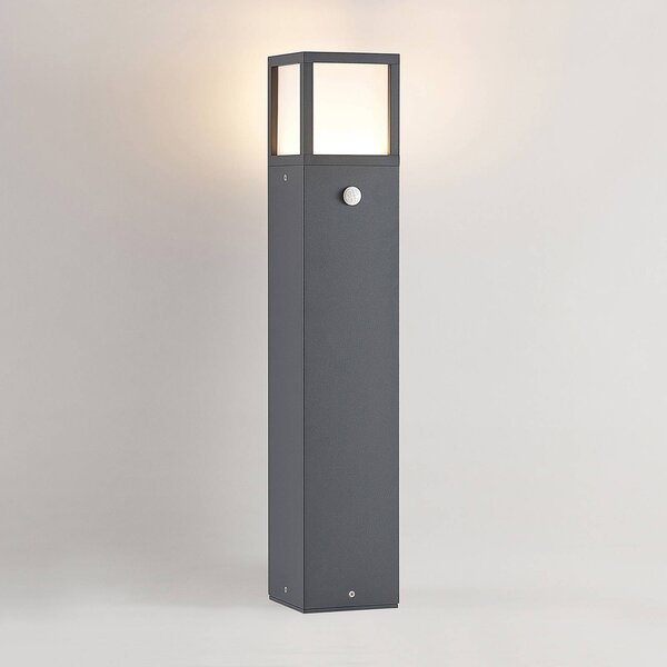 Lucande LED-es útvilágítás Dewari, mozgásérzékelő, 65 cm, IP54, Alu / szürke / cink, Alumínium, Modern