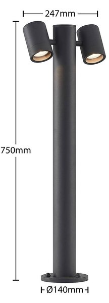Lucande Maloney oszloplámpa, kétlámpás, 75 cm-es, antracit színű, dimmelhető, Fekete, Alumínium, Modern