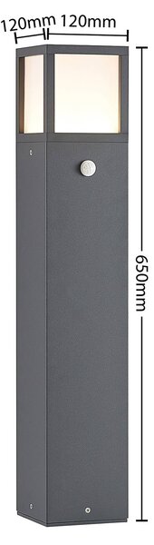 Lucande LED-es útvilágítás Dewari, mozgásérzékelő, 65 cm, IP54, Alu / szürke / cink, Alumínium, Modern