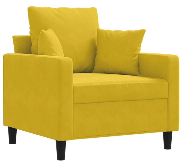 Sárga bársony kanapéfotel 60 cm