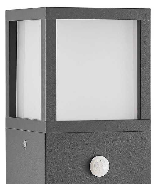 Lucande LED-es útvilágítás Dewari, mozgásérzékelő, 65 cm, IP54, Alu / szürke / cink, Alumínium, Modern
