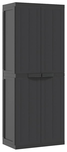 Fekete PP kültéri tárolószekrény 65 x 37 x 165 cm