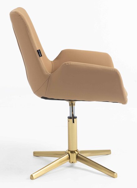HR240CROSS Karamell Szín Műbőr Premium Soft Szék Arany lábbal