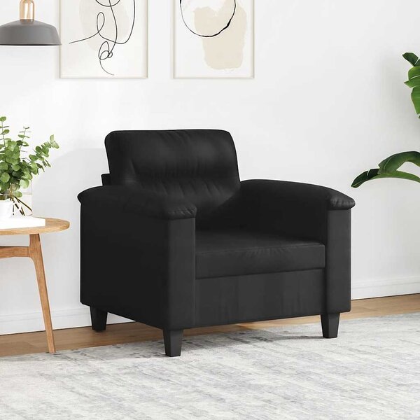Fekete mikroszálas szövet kanapéfotel 60 cm