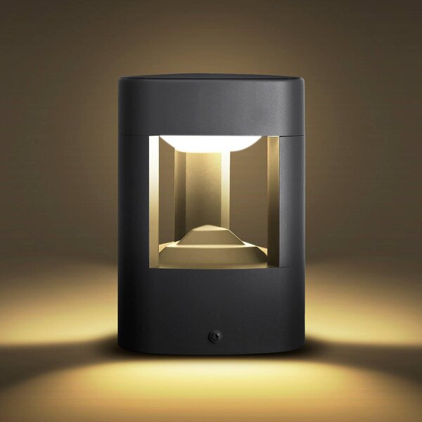 Lucande LED állólámpa Pirron, 20 cm, háromszög alakú, IP54, Fekete, Alumínium, Modern