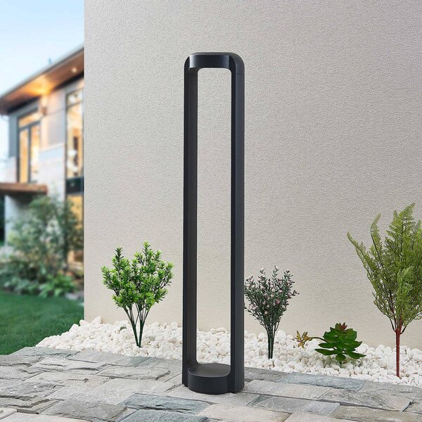 Lucande LED-es útvilágítás Habsa, 80 cm, antracit, fém, Fekete, Alumínium, Modern