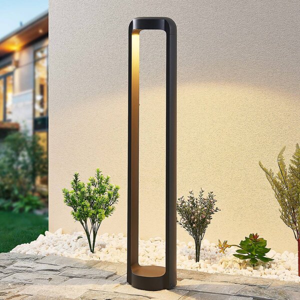 Lucande LED-es útvilágítás Habsa, 80 cm, antracit, fém, Fekete, Alumínium, Modern
