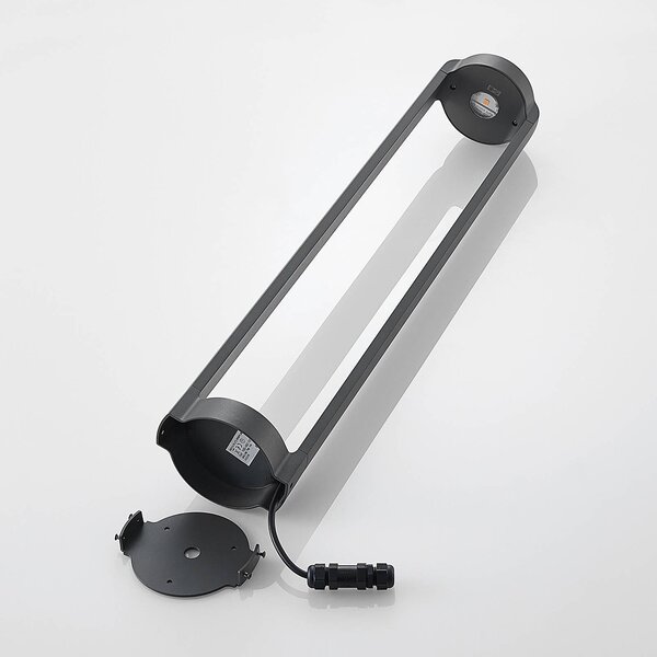 Lucande LED-es útvilágítás Habsa, 80 cm, antracit, fém, Fekete, Alumínium, Modern