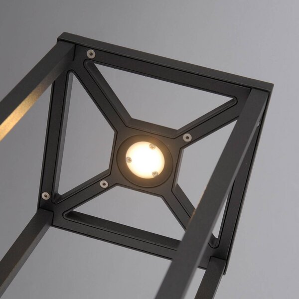Lucande LED talpas lámpa Lealan, fekete, fém, 23 cm, IP54, Fekete, Alumínium, Modern