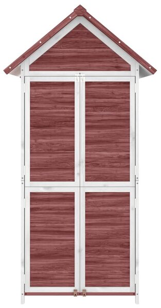 Kávészínű tömör fenyőfa kerti szerszámtároló 89 x 52,5 x 175 cm