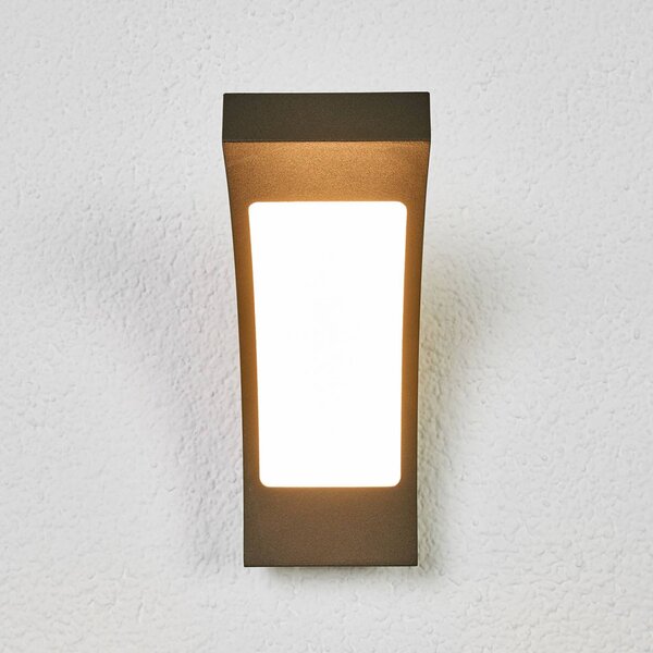 Lucande LED kültéri falilámpa Juvia, 19 cm, antracit, IP54, Fekete, Alumínium, Modern