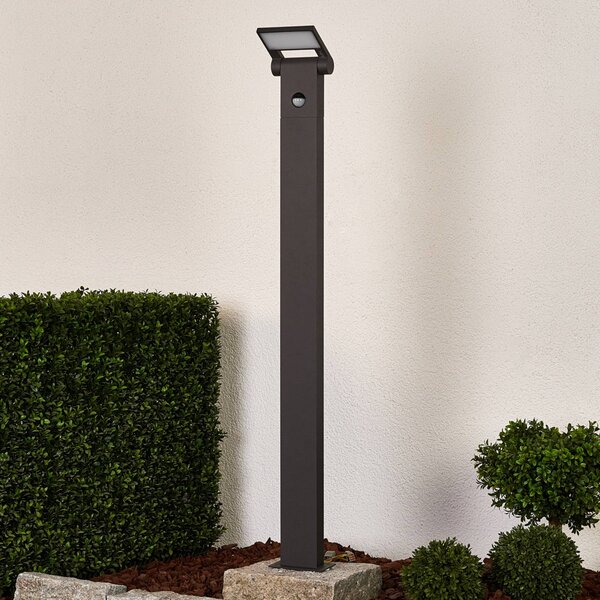 Lucande LED-es oszloplámpa Marius, 100 cm-es, érzékelővel, Fekete, Alumínium, Modern