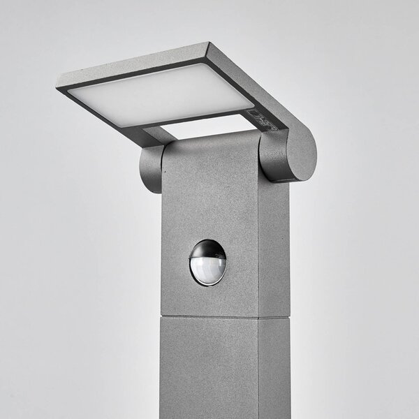 Lucande LED-es oszloplámpa Marius, 100 cm-es, érzékelővel, Fekete, Alumínium, Modern