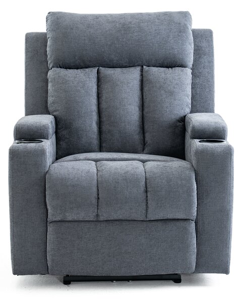 Manuális fekvőfotel, relax fotelágy két pohártartóval, szürke szövet (JNF-MANUAL-FABRIC-DARK GREY) JN-R8005A51